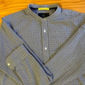 Scotch & Soda Navy Blue & White Button Down Shirt Mens Sz S, Mandarin Collar